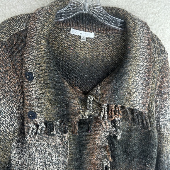 Cabi‎ Sweater Womens Medium Ombre Button Front Fringe Pockets 903 Cardigan - Picture 4 of 12